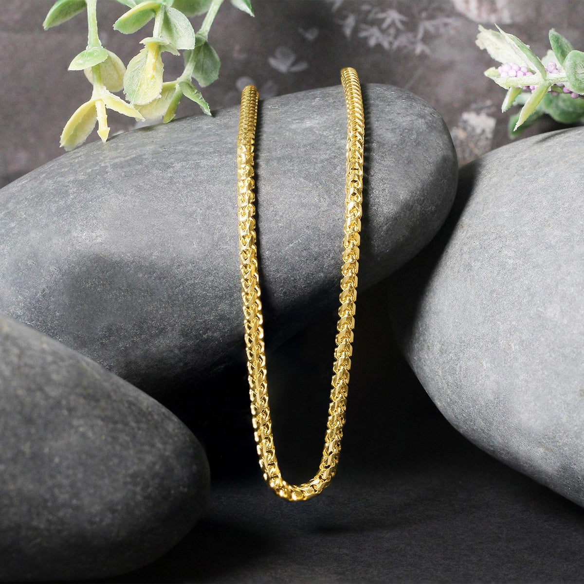 14k yellow gold solid diamond-cut round franco chain, 2.70mm by Avera Group, view 2
