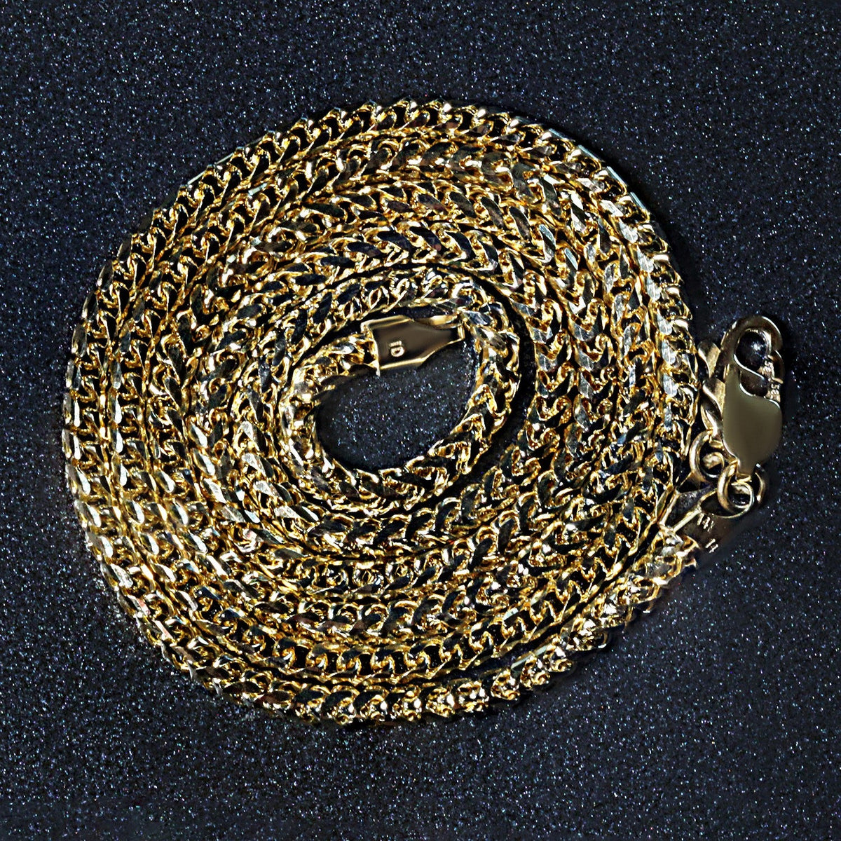 14k yellow gold solid diamond-cut round franco chain, 2.70mm by Avera Group, view 5