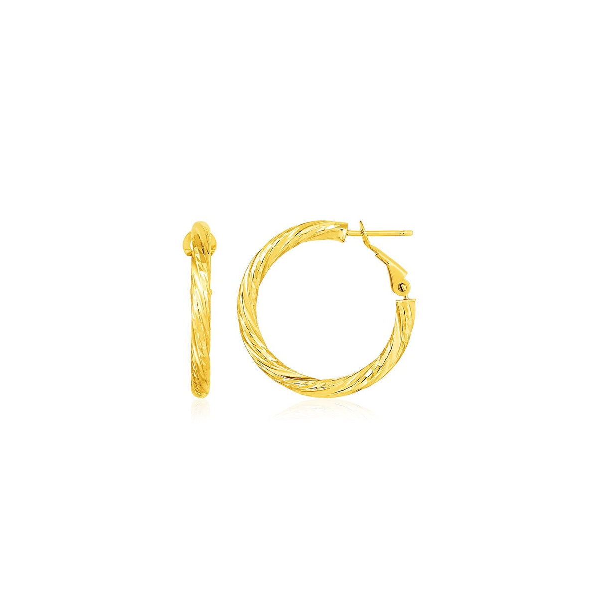 14k yellow gold petite twisted round hoop earrings, Avera Group