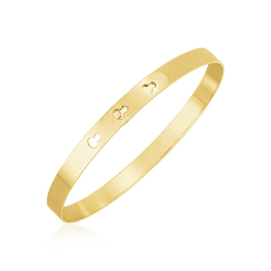14k yellow gold high polish keyhole clasp bangle, 6mm by Avera Group