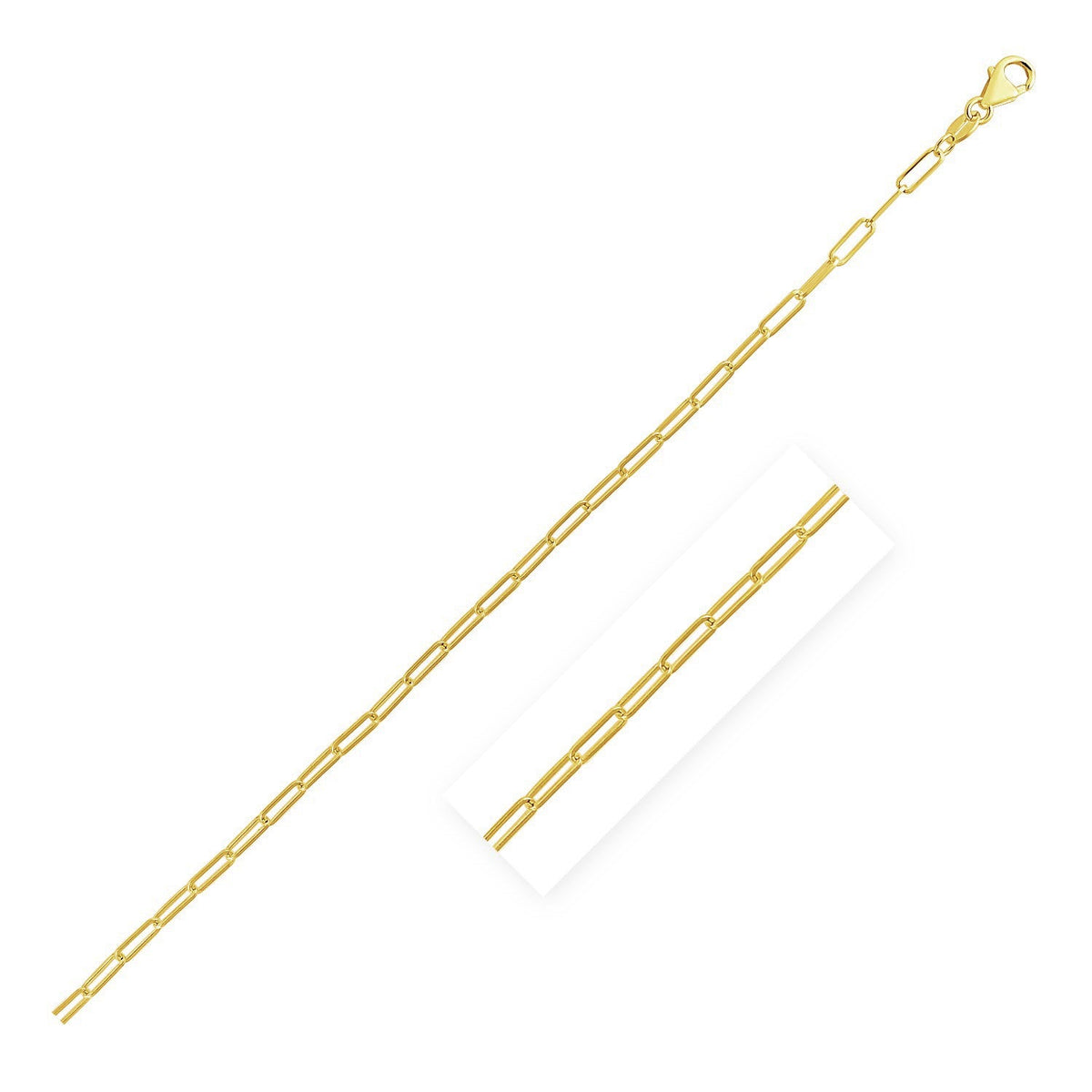 14k yellow gold paperclip chain, 2.10mm, Avera Group