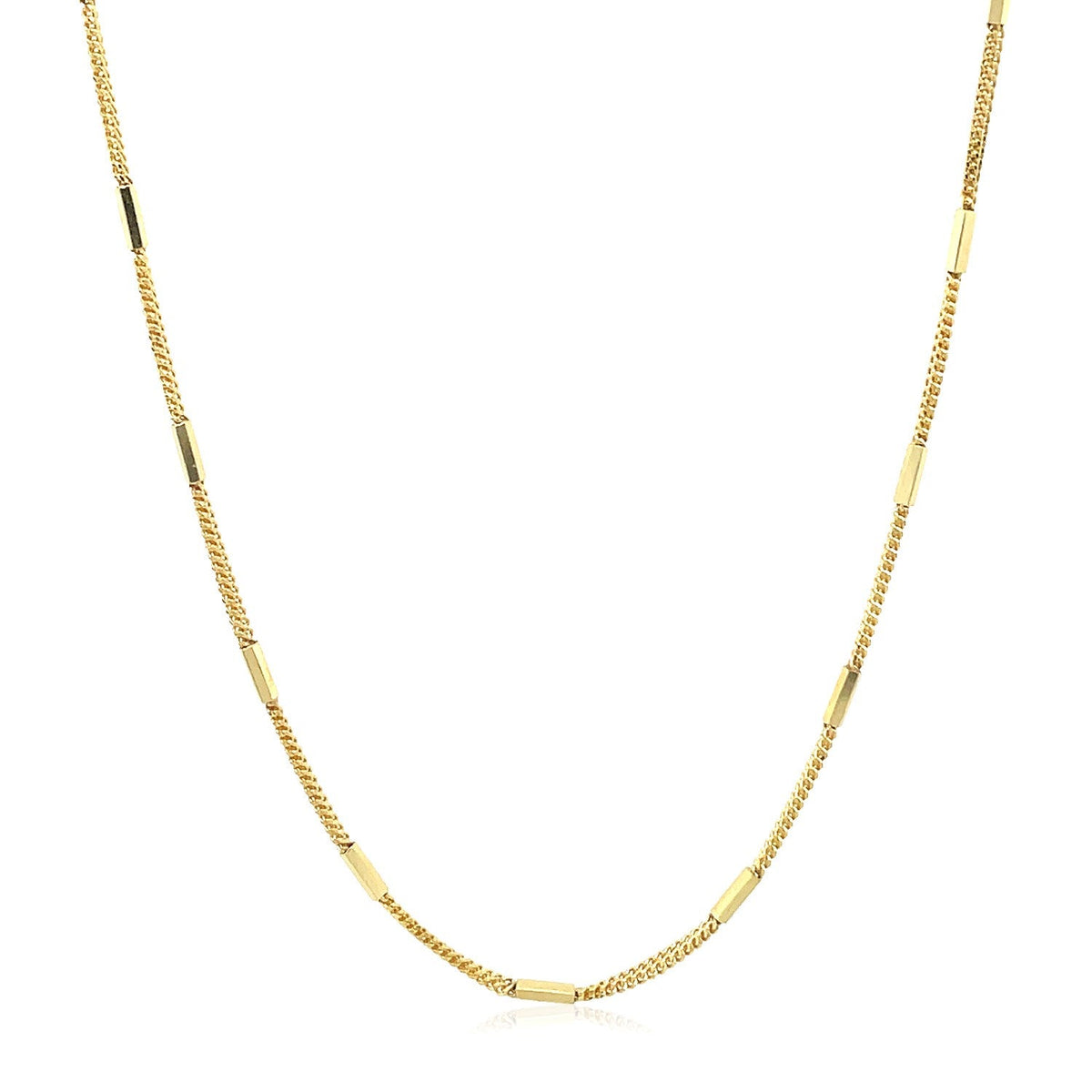 Diamond Cut Bar Links Pendant Chain in Yellow Gold (1.30 mm) by Avera Group