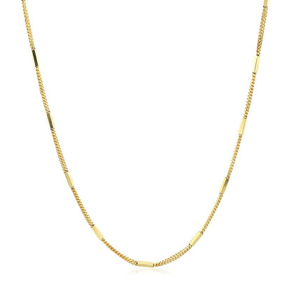 Diamond Cut Bar Links Pendant Chain in Yellow Gold (1.30 mm) by Avera Group