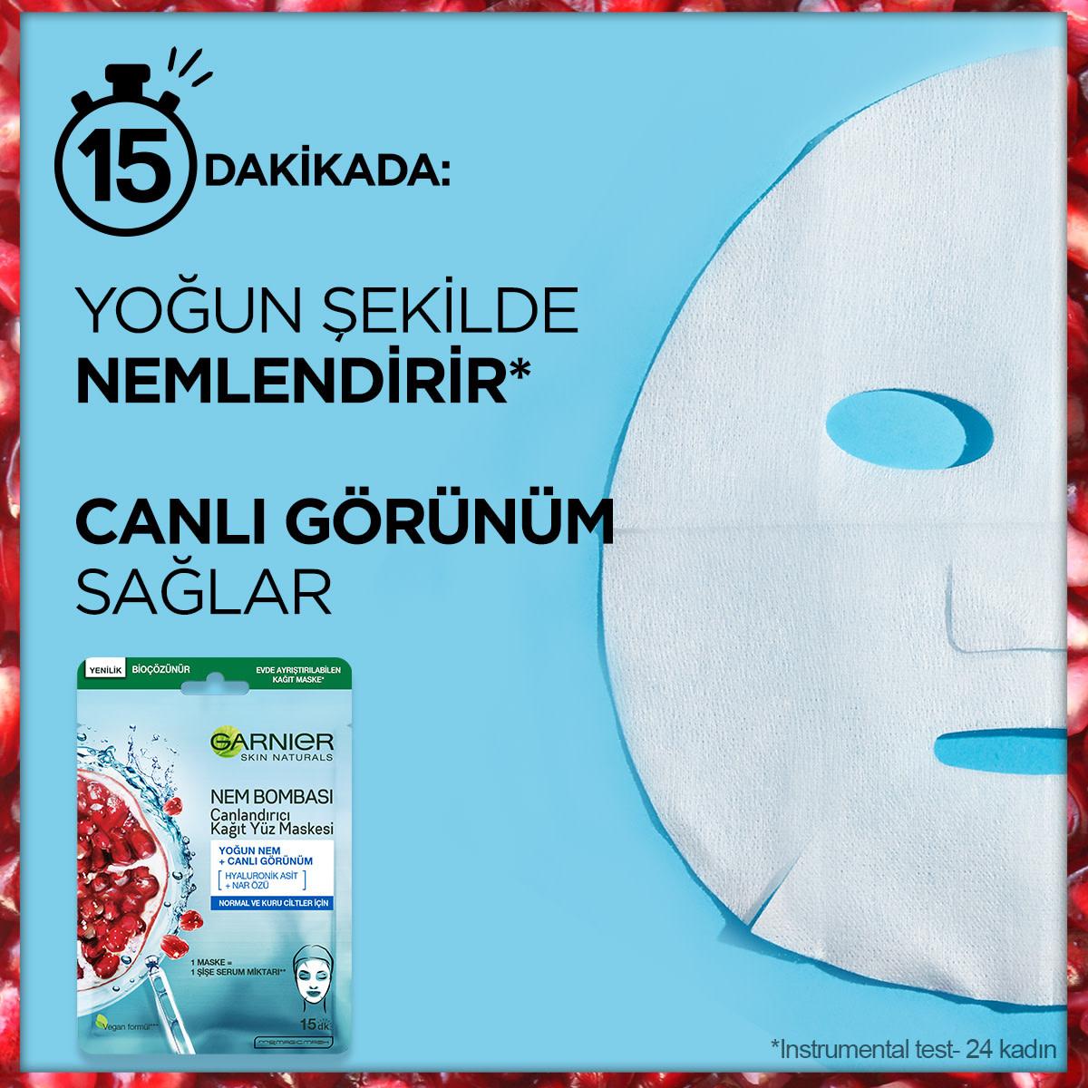 Garnier Moisturizing Face Mask with Pomegranate Extract & Hyaluronic Acid for Normal to Dry Skin - Intensive Hydration & Radiant Skin by Beauty Care Bag