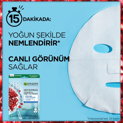 Garnier Moisturizing Face Mask with Pomegranate Extract & Hyaluronic Acid for Normal to Dry Skin - Intensive Hydration & Radiant Skin by Beauty Care Bag