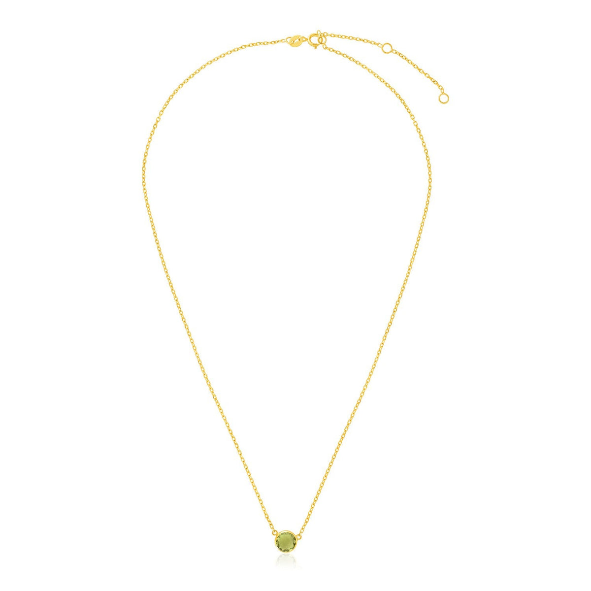 14k yellow gold 17 inch necklace with round peridot by Avera Group