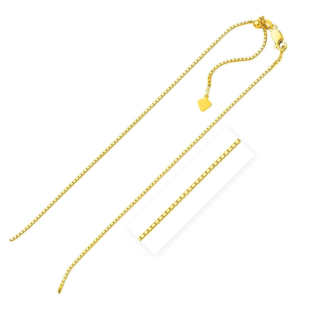 Sterling Silver Yellow Finish Adjustable Box Chain (1.40 mm) by Avera Group
