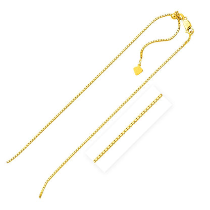 Sterling Silver Yellow Finish Adjustable Box Chain (1.40 mm) by Avera Group