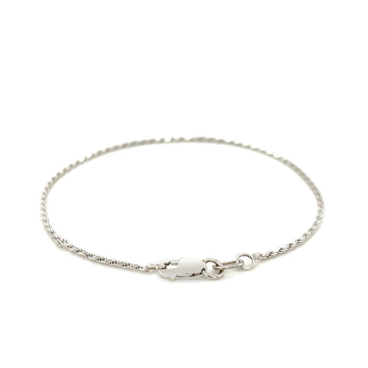14k white gold diamond-cut rope anklet with lobster clasp by Avera Group, view 2
