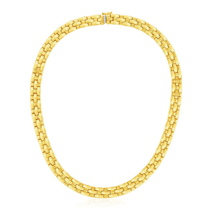 14k yellow gold basket weave necklace by Avera Group