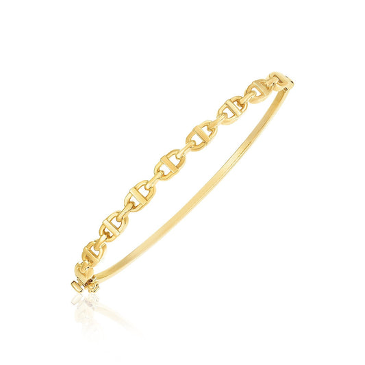 14k yellow gold puffed mariner link bangle, 4.6mm by Avera Group