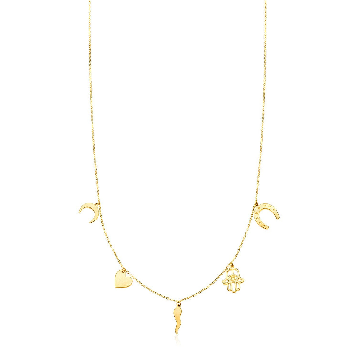 14k yellow gold celestial charm necklace, 18 inch by Avera Group