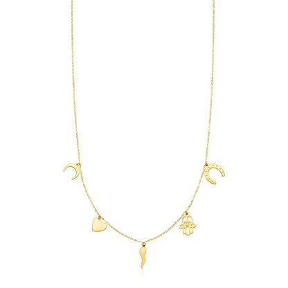 14k yellow gold celestial charm necklace, 18 inch by Avera Group