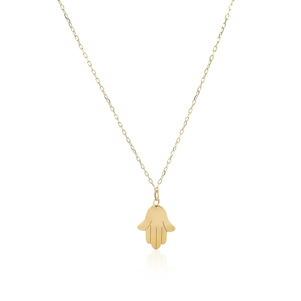 14k yellow gold Hand of Hamsa pendant necklace, 18 inch by Avera Group
