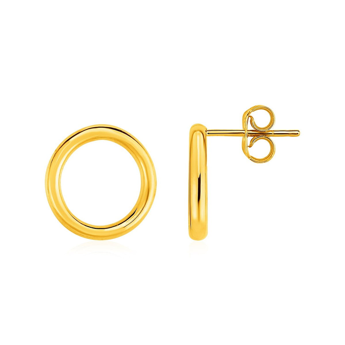 Open Circle Post Earrings in 14k Yellow Gold by Avera Group