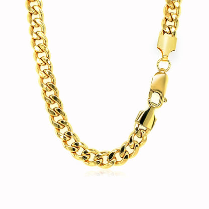 14k yellow gold semi solid Miami Cuban chain, 5.5mm by Avera Group, view 6