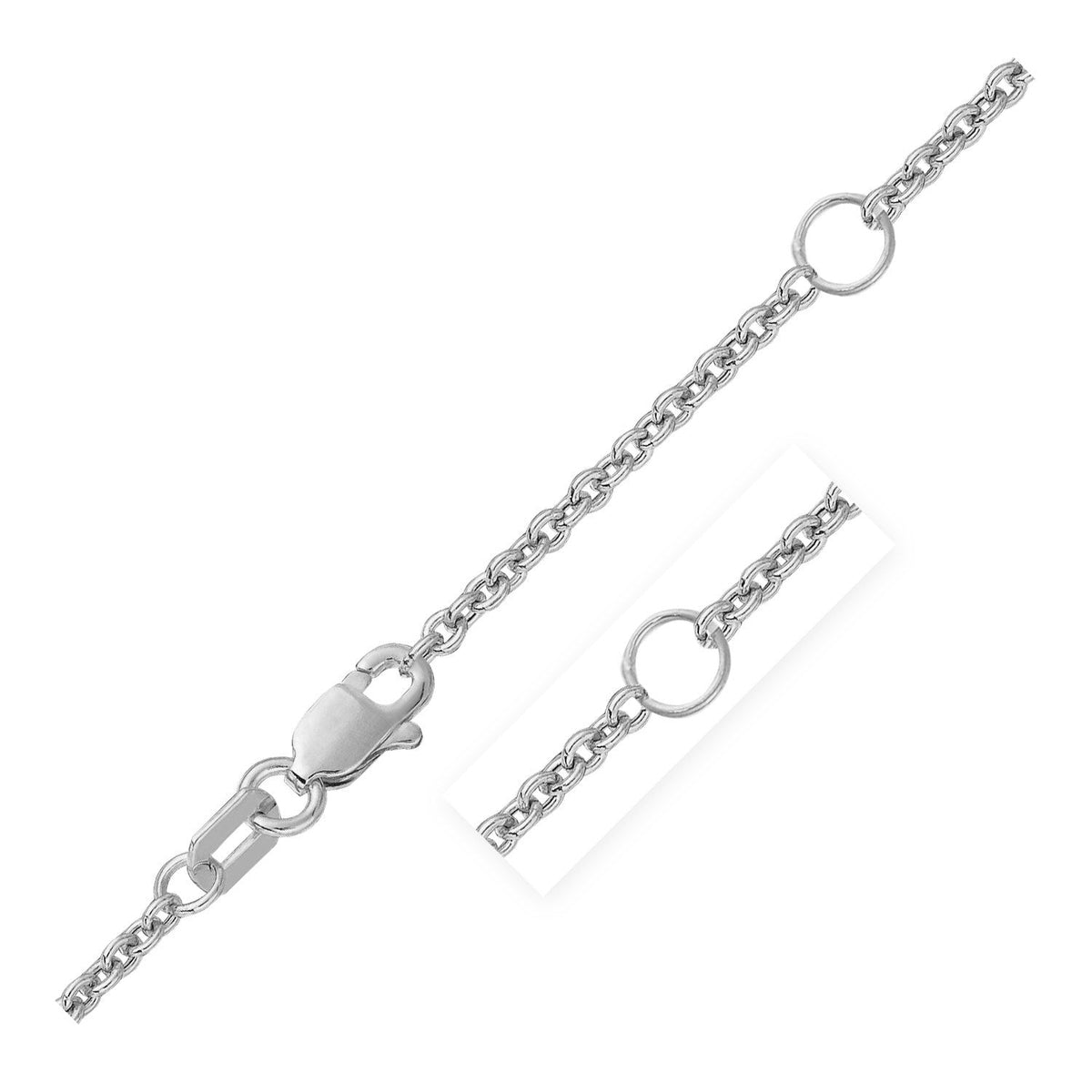 Double Extendable Cable Chain in 14k White Gold (1.80 mm) by Avera Group