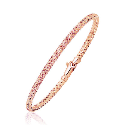 14k rose gold fancy weave motif bangle, 3.40mm, Avera Group