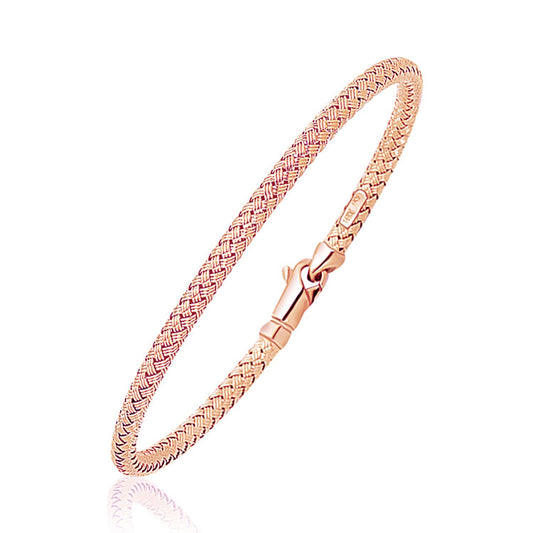 14k rose gold fancy weave motif bangle, 3.40mm, Avera Group