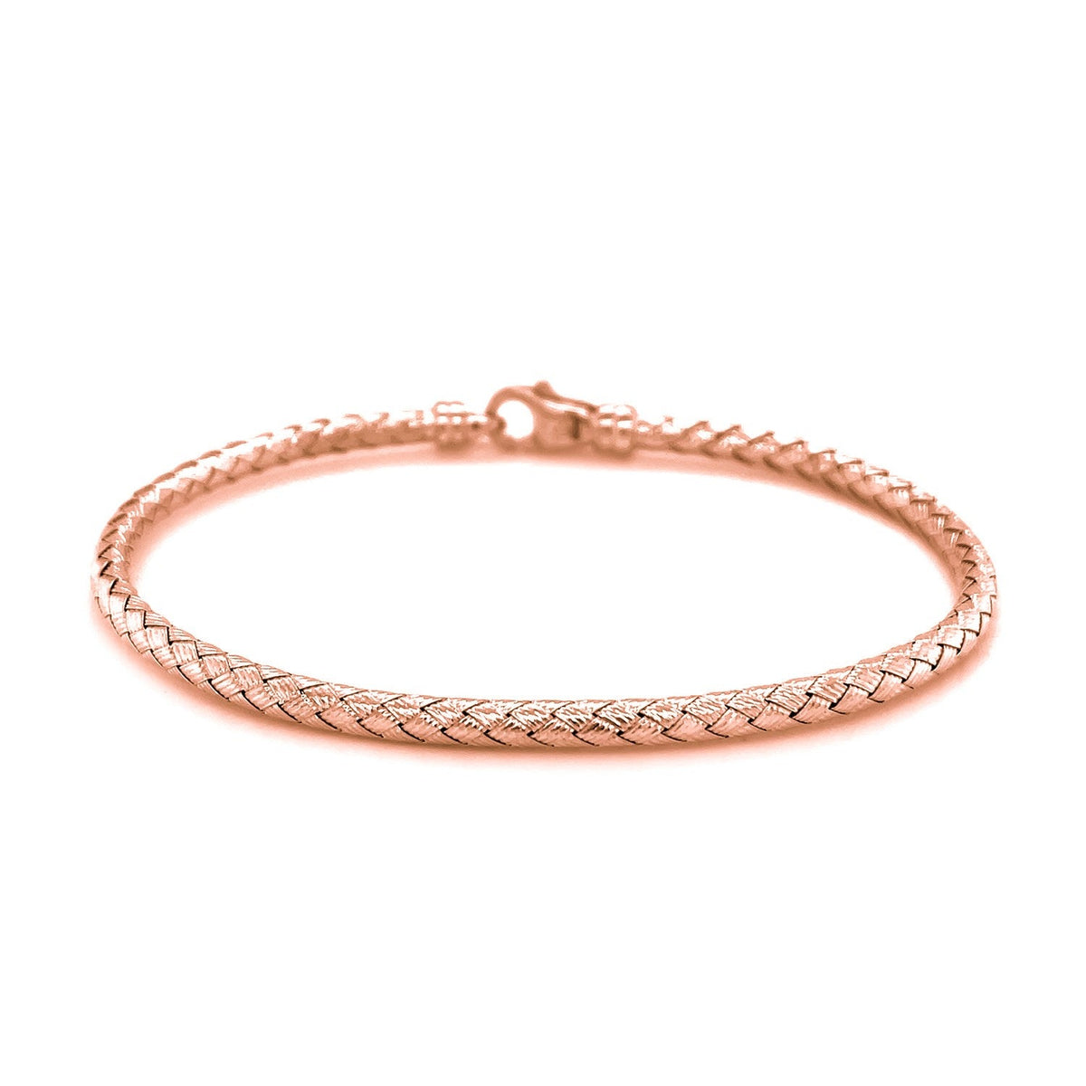 14k rose gold fancy weave motif bangle, 3.40mm, Avera Group, view 2