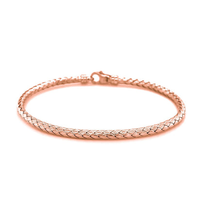 14k rose gold fancy weave motif bangle, 3.40mm, Avera Group, view 2