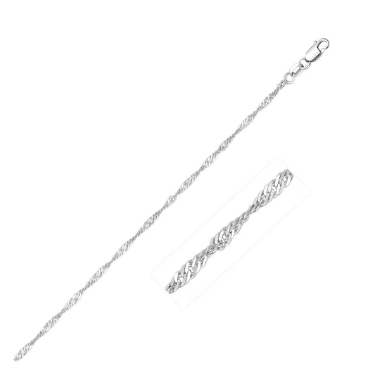 14k white gold 1.5mm Singapore necklace chain by Avera Group