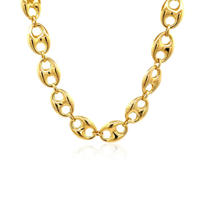 14k yellow gold 11mm puffed mariner link chain, Avera Group, view 3