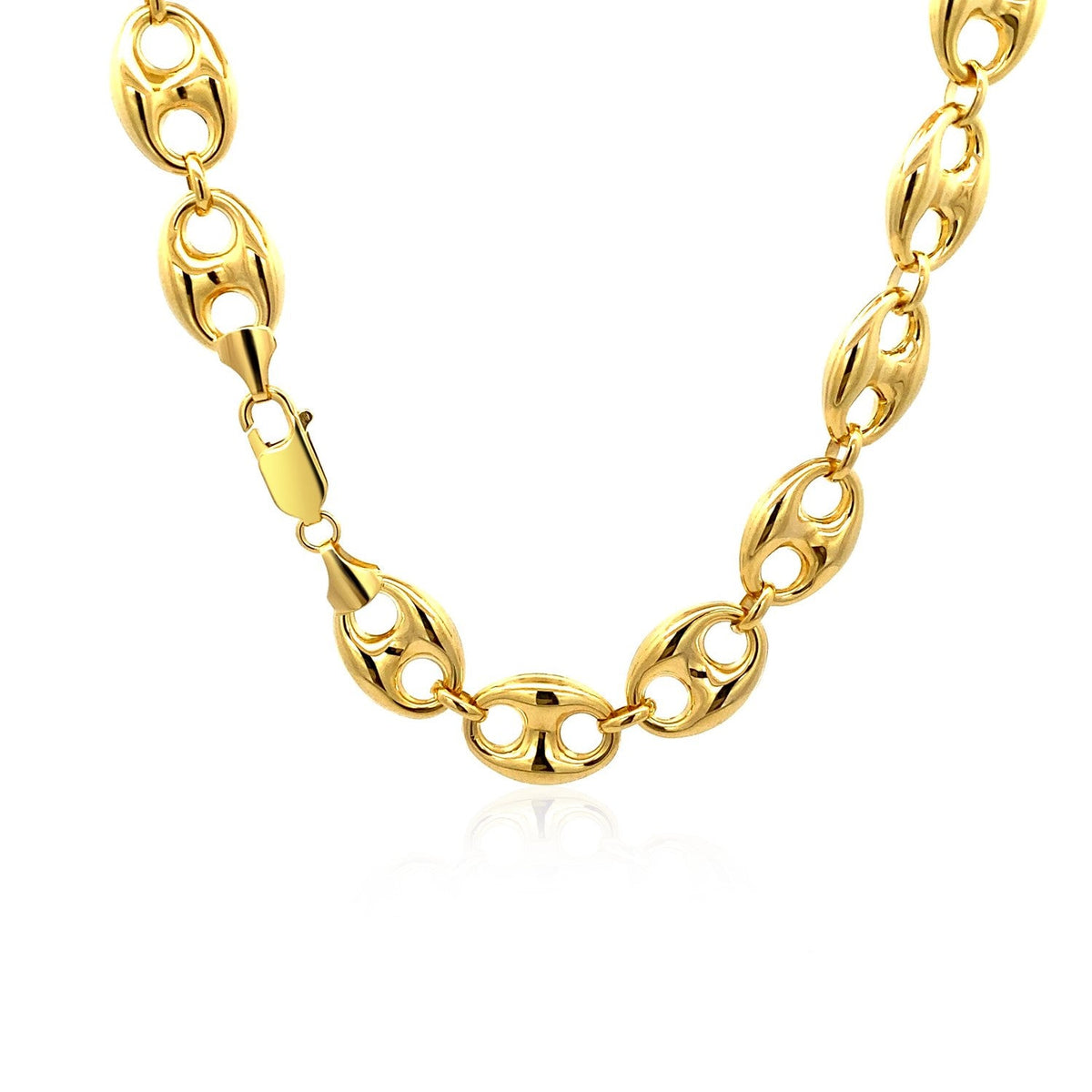 14k yellow gold 11mm puffed mariner link chain, Avera Group, view 4