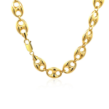 14k yellow gold 11mm puffed mariner link chain, Avera Group, view 4