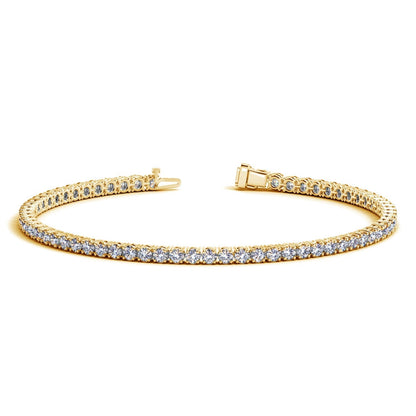 Lab Grown Round Diamond Tennis Bracelet in 14k Yellow Gold (3 cctw F/G VS2/SI1) by Avera Group