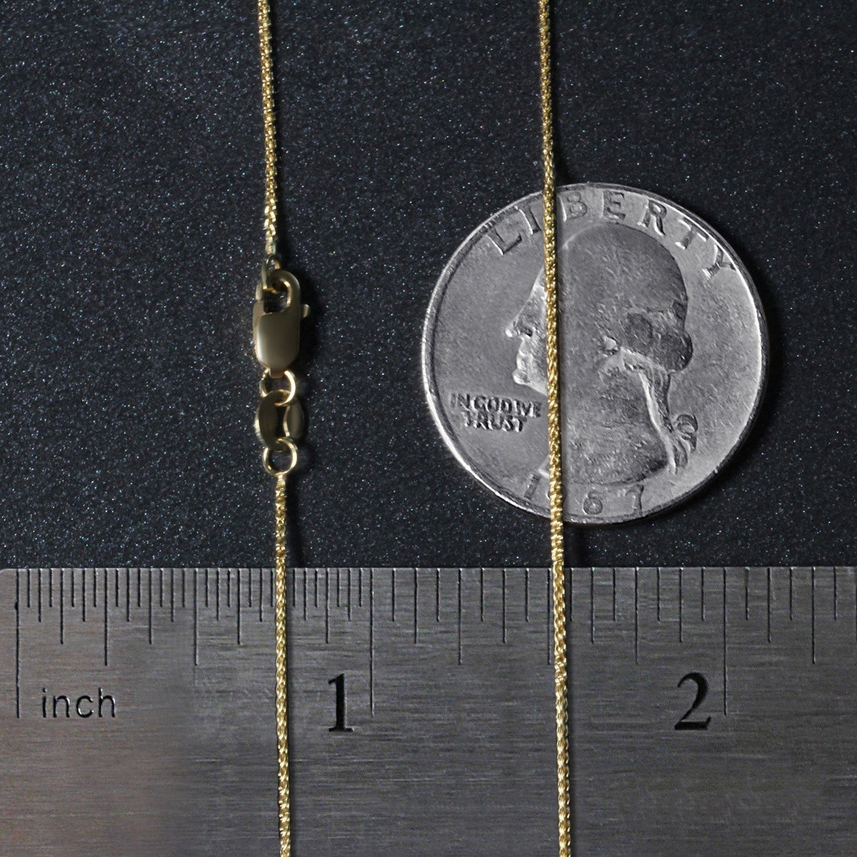 14k yellow gold 0.60mm round wheat chain, Avera Group, view 6