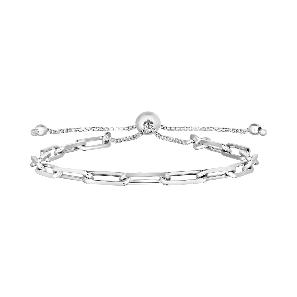 Sterling Silver Paperclip Chain Adjustable Bracelet by Avera Group