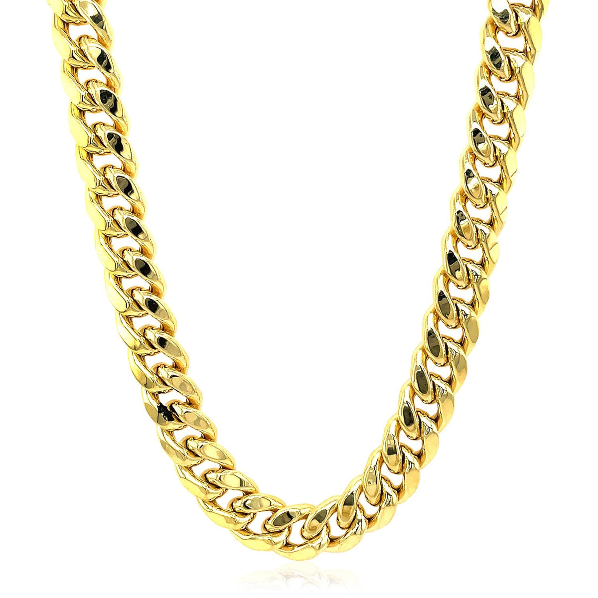 14k yellow gold semi solid Miami Cuban chain, 9.10mm by Avera Group, view 5