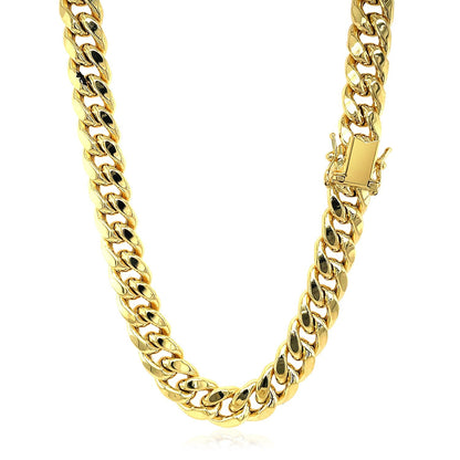 14k yellow gold semi solid Miami Cuban chain, 9.10mm by Avera Group, view 3