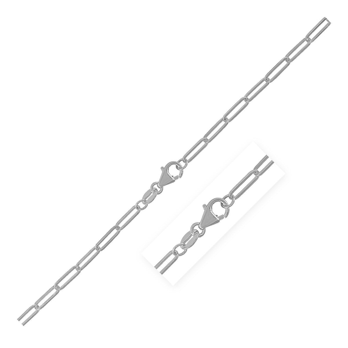 18k white gold paperclip chain, 2.50mm by Avera Group