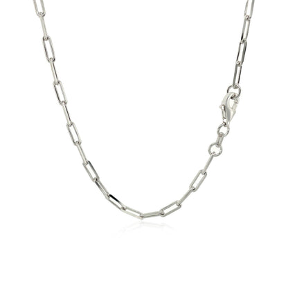 18k white gold paperclip chain, 2.50mm by Avera Group, view 3