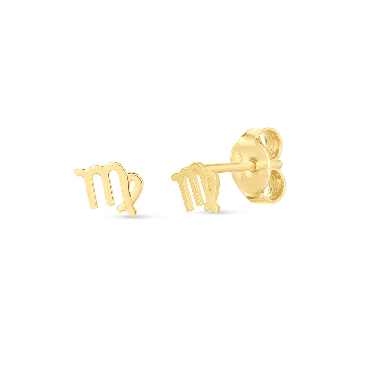 14k yellow gold Virgo zodiac sign stud earrings by Avera Group