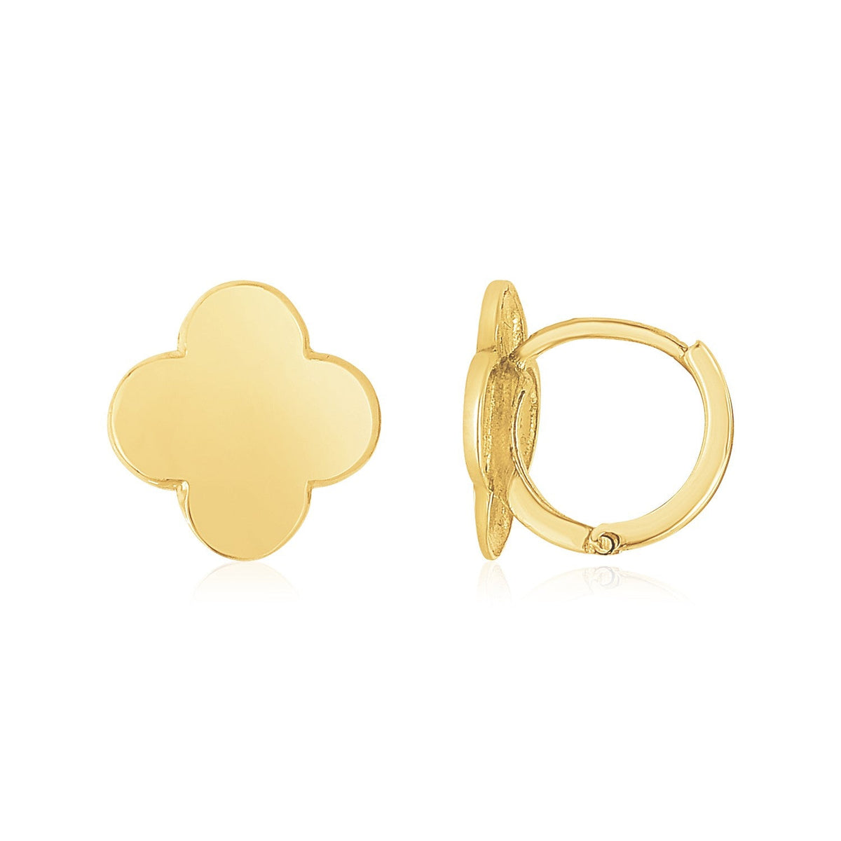14k yellow gold 11.1mm polished clover stud earrings by Avera Group
