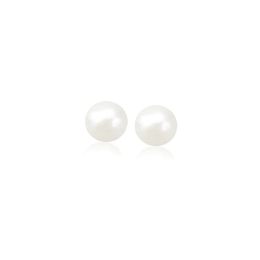 14k yellow gold freshwater cultured white pearl stud earrings, 4mm by Avera Group