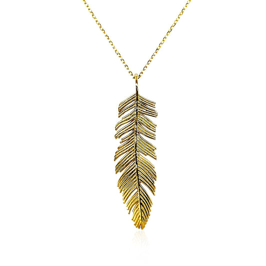 Feather Pendant in 10k Yellow Gold by Avera Group