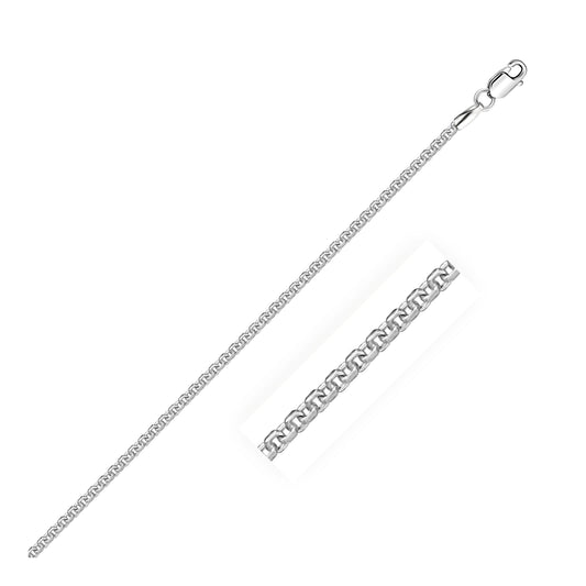 Sterling Silver Rhodium Plated Round Box Chain 1.5mm by Avera Group