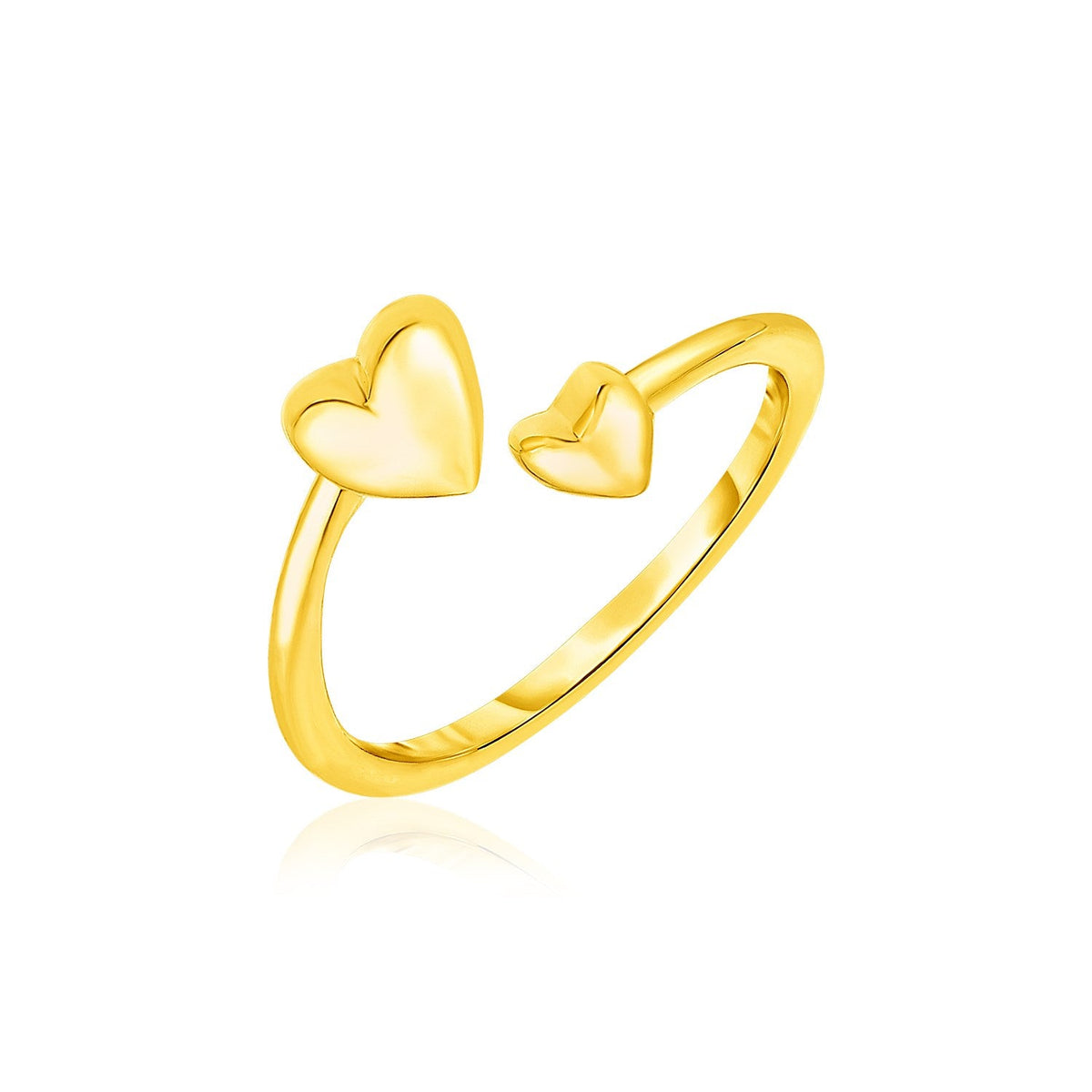 14k yellow gold bypass style toe ring with polished hearts, Avera Group