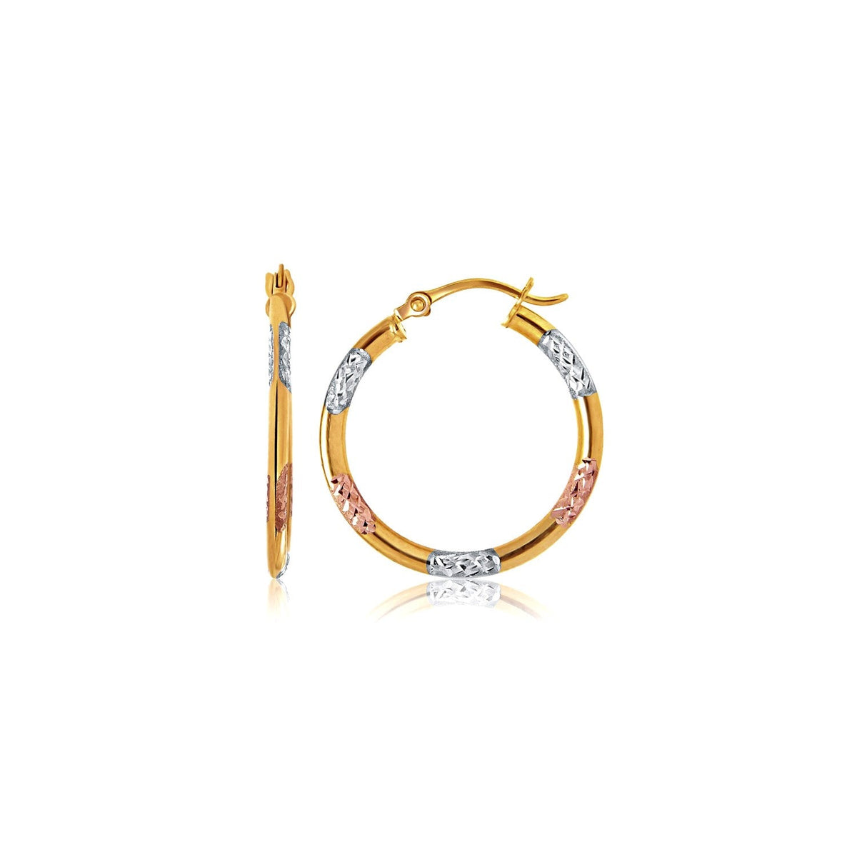 Avera Group 10K tri-color gold 20mm hoop earrings