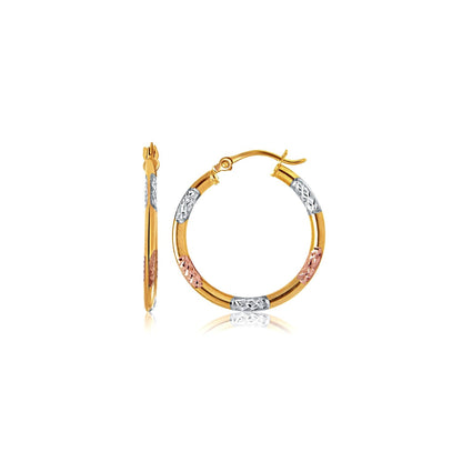 Avera Group 10K tri-color gold 20mm hoop earrings