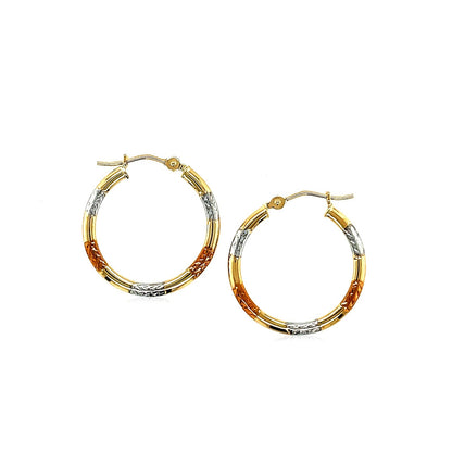 Avera Group 10K tri-color gold 20mm hoop earrings, view 2