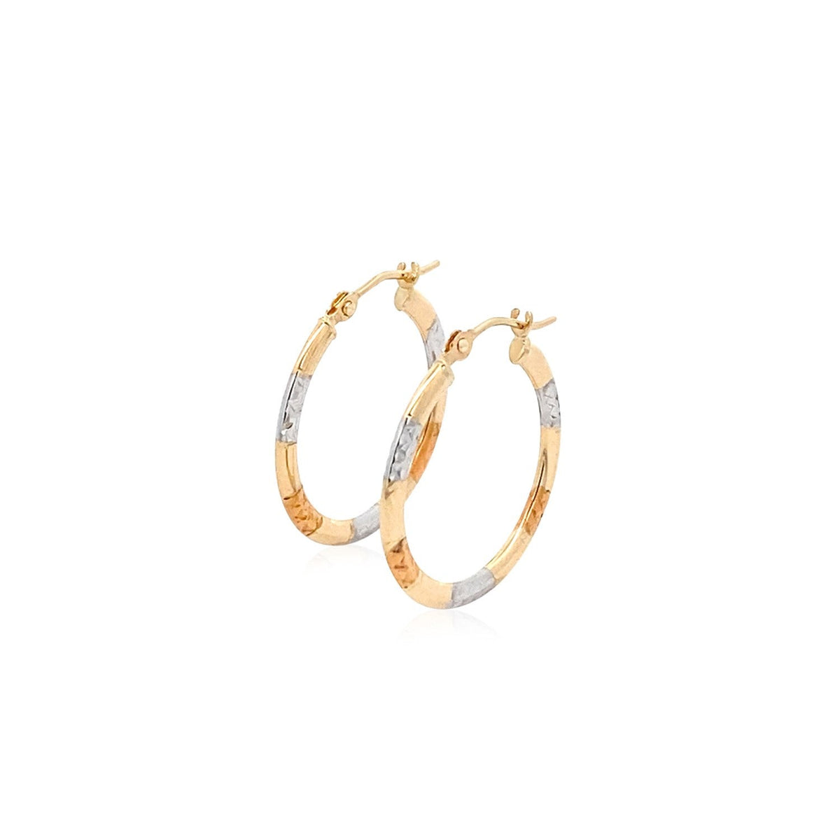 Avera Group 10K tri-color gold 20mm hoop earrings, view 3