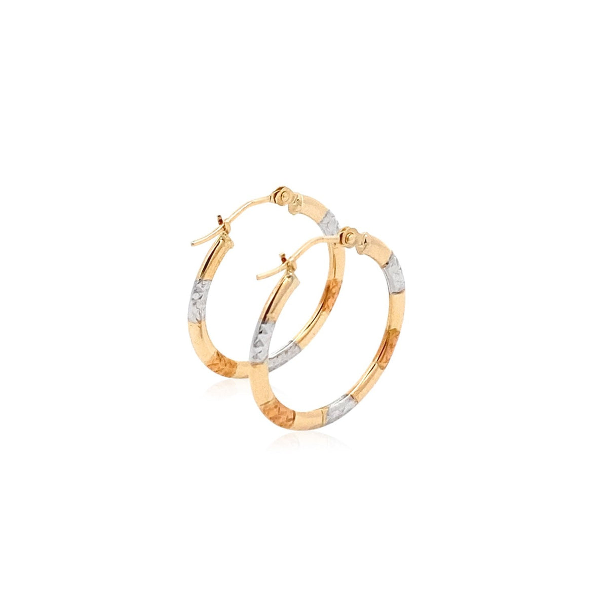 Avera Group 10K tri-color gold 20mm hoop earrings, view 4