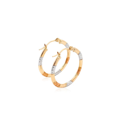 Avera Group 10K tri-color gold 20mm hoop earrings, view 4