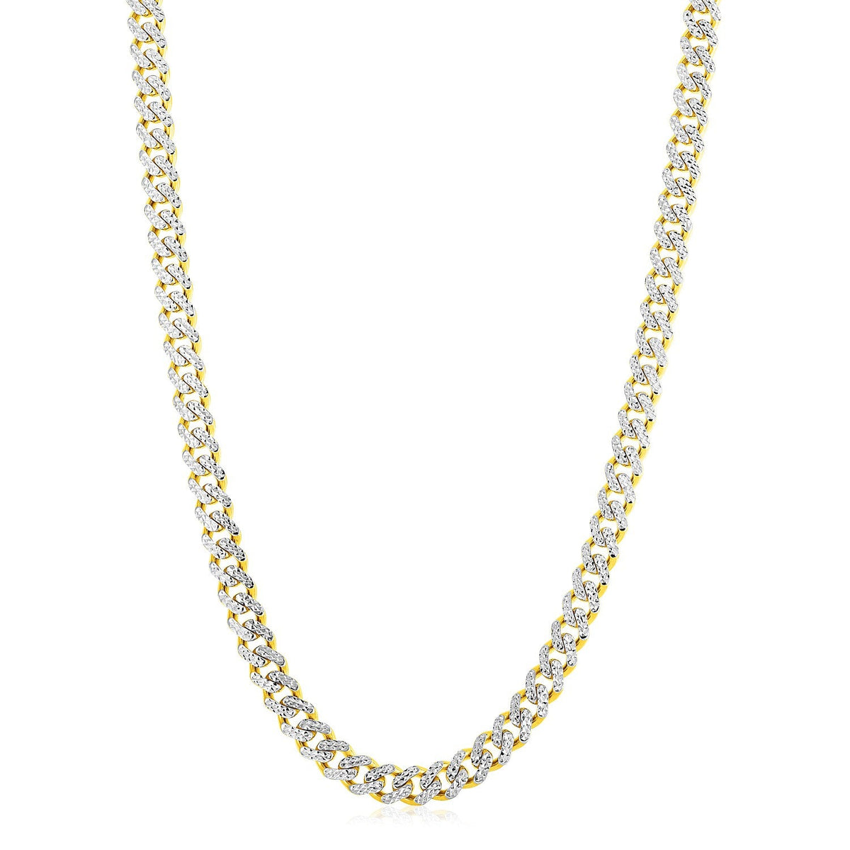 14k gold white pave Modern Lite Miami Cuban chain, 8.00mm by Avera Group, view 2