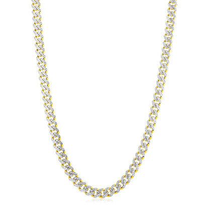 14k gold white pave Modern Lite Miami Cuban chain, 8.00mm by Avera Group, view 5